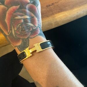 Hermes black clic H bracelet.